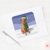 Sticker Carré Fox Red Labrador Retriever Chien de Noël (Enveloppe)