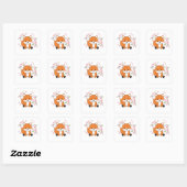 Sticker Carré Fox Sweet Animaux Pour Renards Kawaii (Feuille)