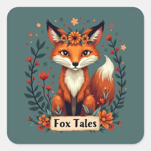 Sticker Carré Fox Tales Boho Woodland Animal (Devant)