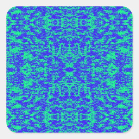 Sticker Carré Fractage Abstrait En Bleu Et Vert (Devant)
