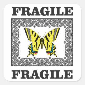 Sticker Carré fragile jaune