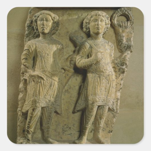 Sticker Carré Fragment d'une plaque de bas-relief représentant d (Devant)