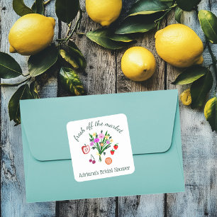 Sticker Carré FRAÎCHEMENT ARRIVÉ DU MARCHÉ Douce Fête de Mariage