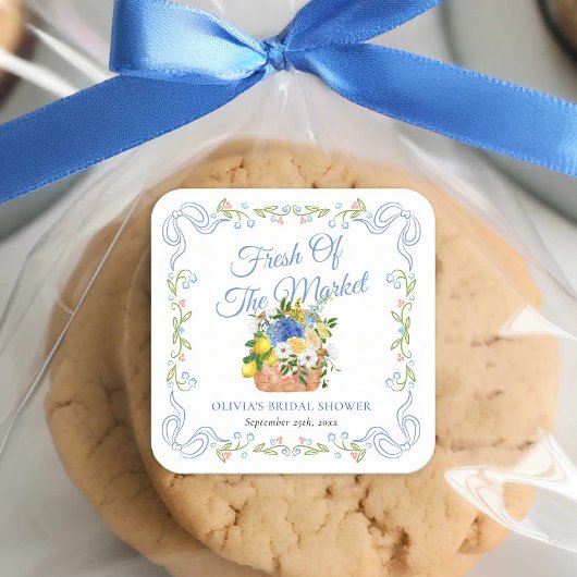 Sticker Carré Frais débarqué sur le marché des agriculteurs Fleu