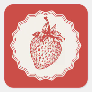 Sticker Carré Fraise