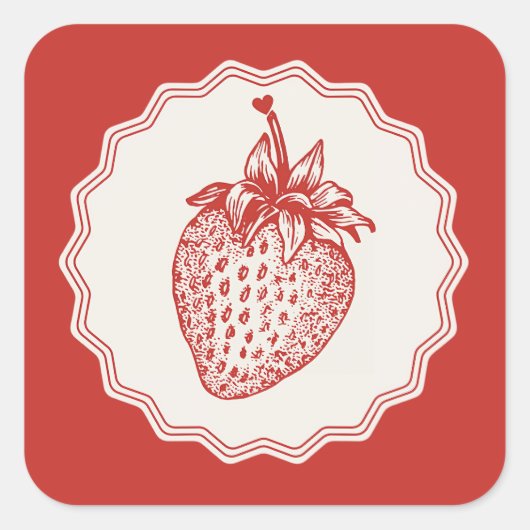 Sticker Carré Fraise (Devant)