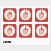 Sticker Carré Fraise (Feuille)