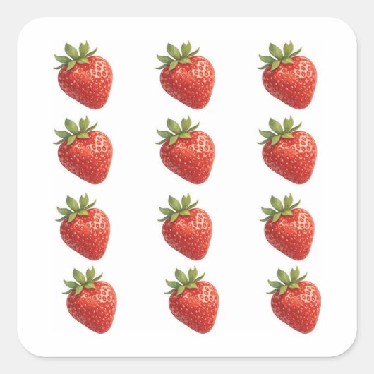 Sticker Carré Fraise  (Devant)
