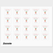 Sticker Carré Fraise - Baby shower, livre pour bébé (Feuille)