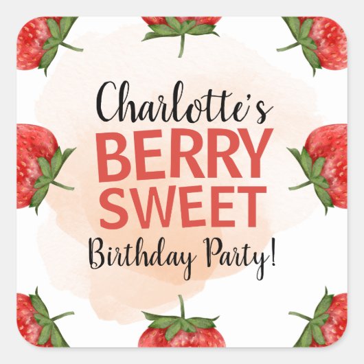 Sticker Carré Fraise Berry Sweet Anniversaire (Devant)
