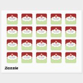 Sticker Carré Fraise Cupcake Boulangerie Câble Câble Seaux (Feuille)