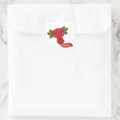 Sticker Carré Fraise Kawaii Axolotl Berry Cute (Sac)