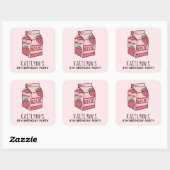 Sticker Carré Fraise mignonne Lait Fête Anniversaire (Feuille)