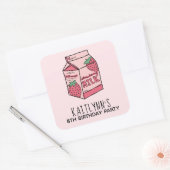Sticker Carré Fraise mignonne Lait Fête Anniversaire (Enveloppe)