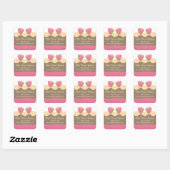 Sticker Carré Fraise rose gâteau gâteau gâteau gâteau de cuisson (Feuille)
