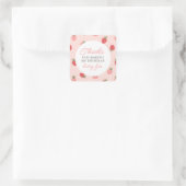 Sticker Carré Fraise rose Merci d'anniversaire (Sac)