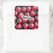 Sticker Carré Fraise rouge sur arrière - plan noir (Sac)