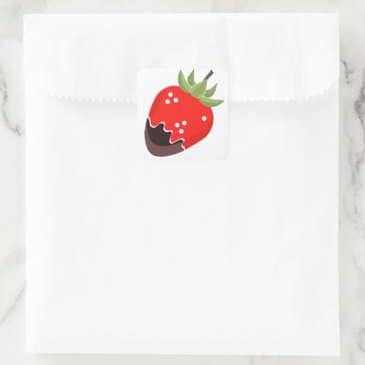 Sticker Carré Fraises couvertes de chocolat (Sac)