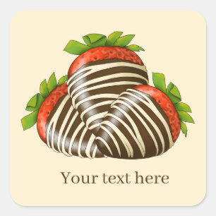 Sticker Carré fraises couvertes de chocolat ajouter du texte