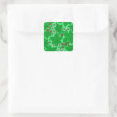 Sticker Carré Fraises et Feuilles Art Nouveau, Lime Green (Sac)