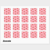 Sticker Carré Fraises et Pois roses (Feuille)
