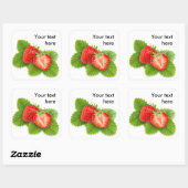 Sticker Carré Fraises sur feuille (Feuille)