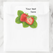 Sticker Carré Fraises sur feuille (Sac)