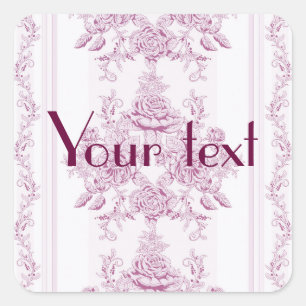 Sticker Carré français chic, rose, toile, floral, motif, victor
