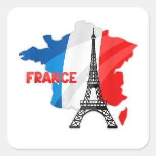 Sticker Carré Française, france flag kids, france women