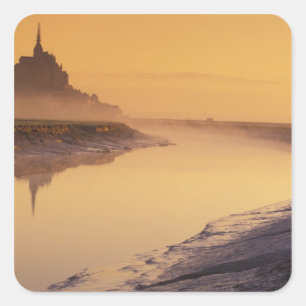 Sticker Carré FRANCE, Normandie Mont St. Michel. Lumière du mati