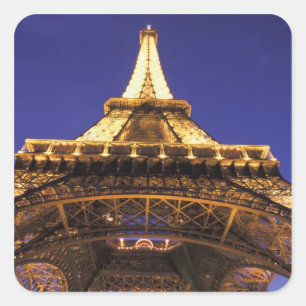 Sticker Carré FRANCE, Tour Eiffel de Paris, vue du soir