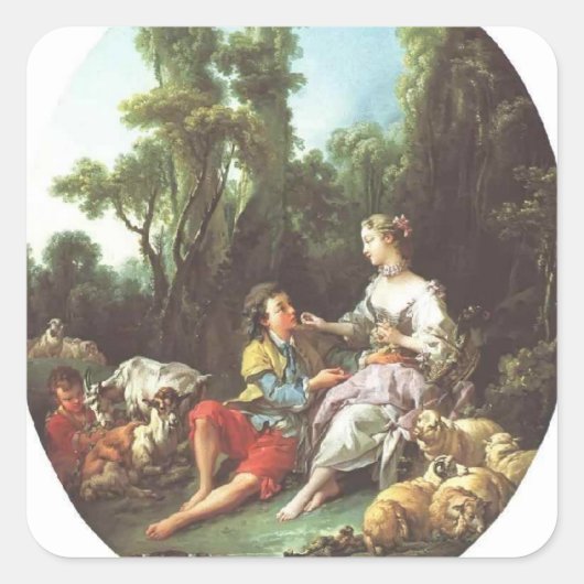 Sticker Carré Francois Boucher - Ils pensent au raisin (Devant)
