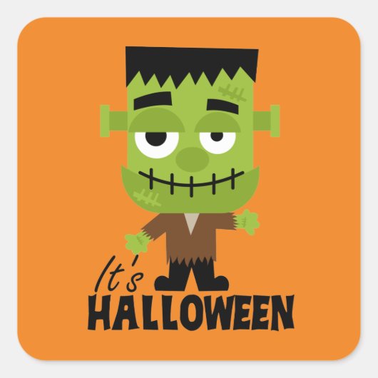 Sticker Carré Frankenstein C'est Halloween (Devant)