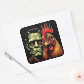 Sticker Carré "Frankenstein & Earl" Chessy Chicken Selfies (Enveloppe)