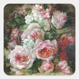 Sticker Carré Frans Verhas Bouquet Vintage Rose