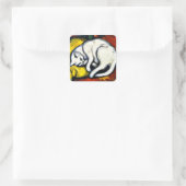 Sticker Carré Franz Marc - Chat Blanc, peinture d'art (Sac)