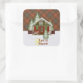 Sticker Carré Fraser Red Patiné Original Tartan écossais (Sac)