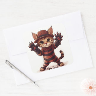 Sticker Carré Freddy le joli chat d'Halloween
