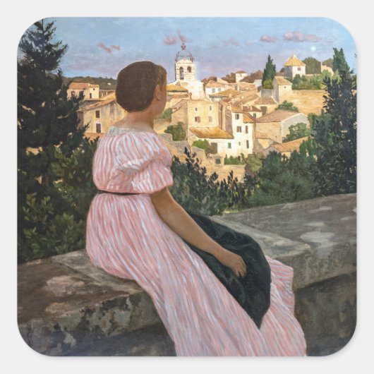 Sticker Carré Frederic Bazille - La robe rose (Devant)