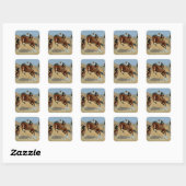 Sticker Carré Frederick Remington Art de l'Ouest "Faites-le perd (Feuille)