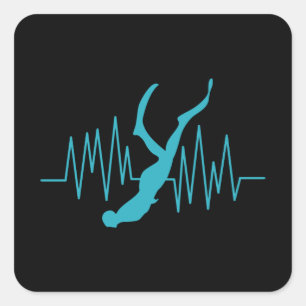 Sticker Carré Free Dive Heartbeat Free Diving Apnea