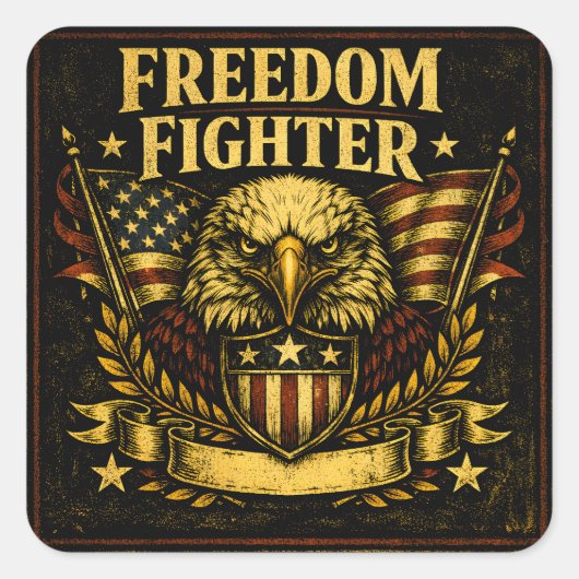 Sticker Carré Freedom Fighter – American Defender Pride (Devant)