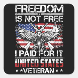 Sticker Carré Freedom Isnt Free Veteran - American Eagle