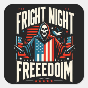 Sticker Carré Freedom Night Horror : Design américain moderne