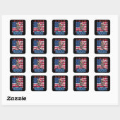 Sticker Carré Freedom Rocks Squelette avec guitare drapeau améri (Feuille)