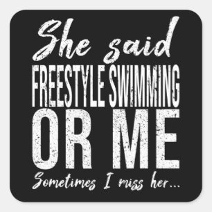Sticker Carré Freestyle Swimming drôle idée cadeau