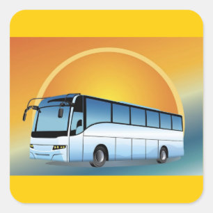 Sticker Carré FreeVector-Bus Voyage en transport