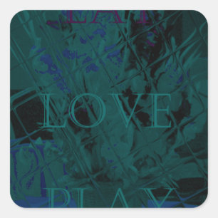 Sticker Carré French Blue Love Mange Jouer Couleurs de fleurs po