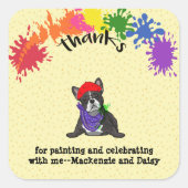 Sticker Carré French Buldog Fun Art Anniversaire (Devant)