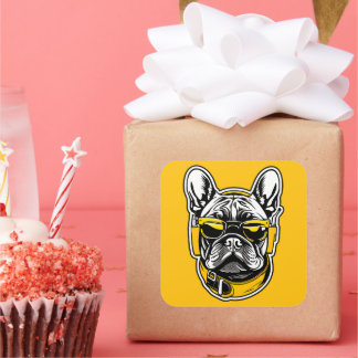 Sticker Carré French Bulldog Headphones